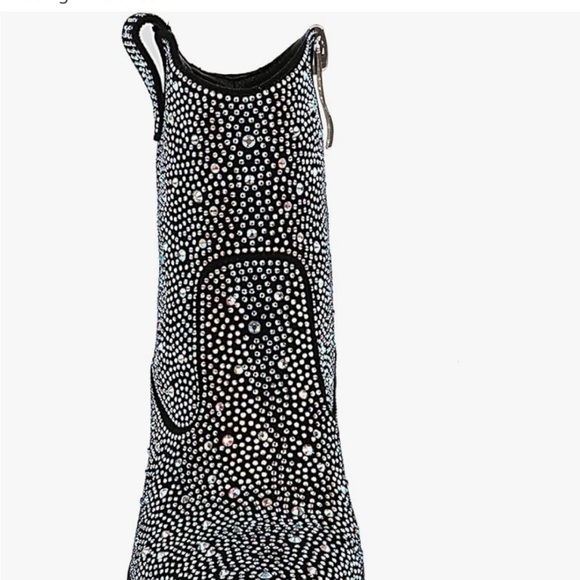 Black Rhinestone Contrast Color Western Ankle Booties. size 6 Game day NWOT - Picture 6 of 15